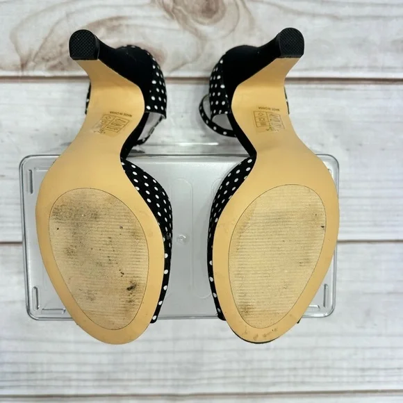 Lola Black & White Polka Dot Heels Peep Toe Ankle Strap ModCloth by Chelsea Crew - Picture 6 of 14